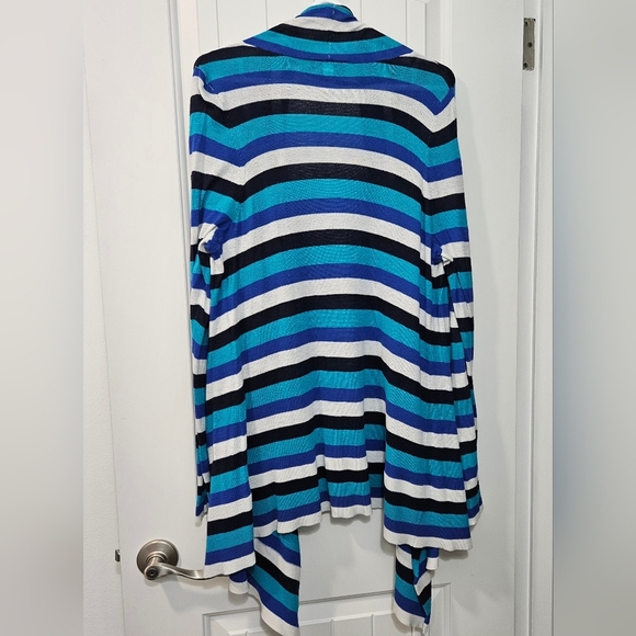 Lane Bryant Open Front Cardigan Blue/white Stripes Plus Size 14/16 - Picture 2 of 3